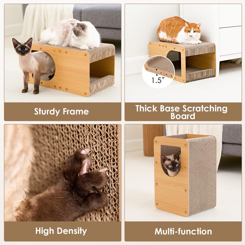 EHEYCIGA Cardboard Cat Scratcher House, 17-Inch Corrugated Cat Scratcher for