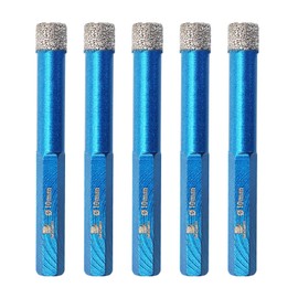 Dry Diamond Drill Bit Set,BRSCHNITT 5pcs 3/8 Inch (10mm) Diamond Hole Saw Core Drill Bit for Porcelain Tile Ceramic Stone Granite Marble,Hex Shank Dry Drilling Diamond Core Drill Bit Kit