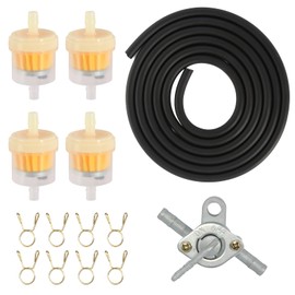 Benzinschlauch Kit, Motorrad Kraftstofffilter mit 2m Benzinschlauch 6mm 8 Schlauchschellen 4 Benzinfilter, Benzin Kraftstofffilter Inline Kraftstofffilter Set für Auto und Motorrad