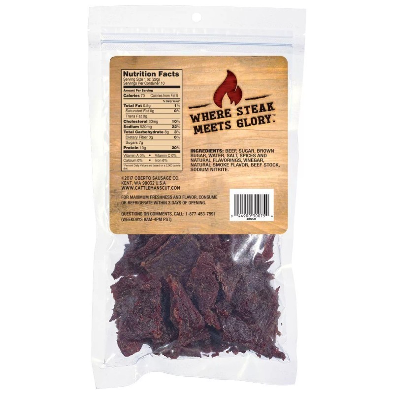 Cattleman's Cut Peppered Beef Jerky 10 Ounce Premium Steak High