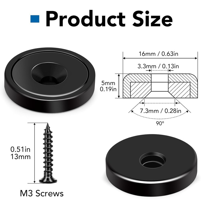 LOVIMAG 20lbs Neodymium Magnets, 6Pack Strong Magnet, Cabinet Magnets with