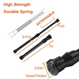 2 Pack Small Tension Rods, 7 Inch to 11 Curtain Rods, Extendable Width Window Rods, Spring Cabinet Rods for Kitchen Utensils, Cupboard and Cabinet, Fits in Rooms to Stay Top