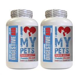 I LOVE MY PETS LLC cat Digestive Support - CAT Digestive AID - Healthy PROBIOTICS - Chews - cat Beef Treats - 120 Treats (2 Bottles)