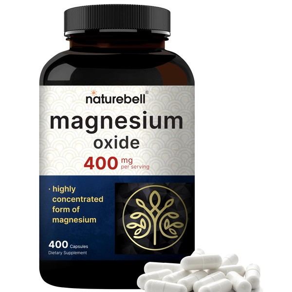 Magnesium Oxide 400mg, 400 Capsules | High Purity Elemental Form