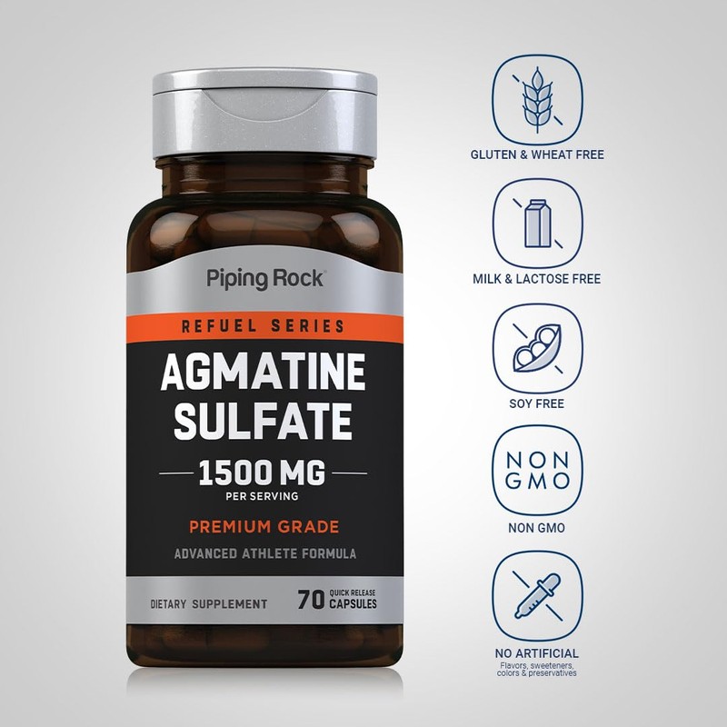 Piping Rock Agmatine Sulfate Capsules | 1500mg | 70 Count