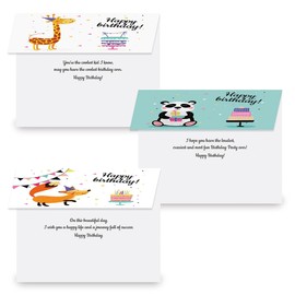 Birthday Buddies Kid's Birthday Cards Value Pack - Set of 12 (6 Designs), 5 x 7 Inches, Happy Birthday Cards, Sentiments Inside, Envelopes Included