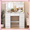 Yamissi White Vanity Set with Large LED Lighted Mirror Makeup