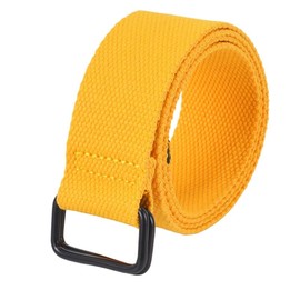 Mcoser 110CM*3.8cm Yellow Braided Canvas Belt with Double Ring Buckle Adjustable Webbing Belt for Unisex Adult