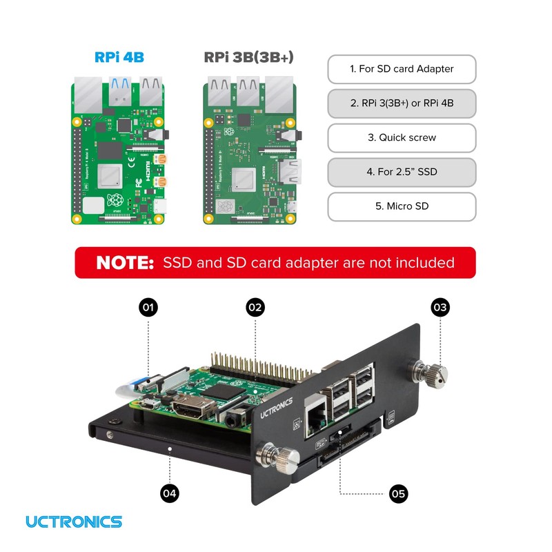 UCTRONICS Desktop Cluster Enclosure for Raspberry Pi, Up to 4