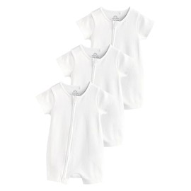 NEXT 3 Pack Baby Romper with 2 Way Zip, White