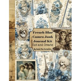 French Blue Cameo Junk Journal Ephemera: Cut and Create