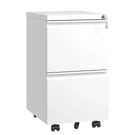 2 Drawer Metal Mobile File Cabinet Fully Assembled Rolling File Cabinet with Lock for Legal/Letter/A4 Size Hanging File Systemcolor: Antique White