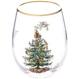 Spode Christmas Tree Stemless Wine Glasses (Set of 4)