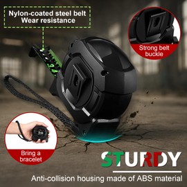 Mexgcom Tape Measure 5 m, Auto Lock - Automatic Tape Drop-Proof Tape Measure with Shockproof Rubber Coating, Fluorescence Steel Tape for a Wide Range of Measuring Tasks (5 m)