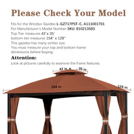 SCOCANOPY Replacement Canopy Top Cover for Oakmont Gazebo L-GZ717PST-C, 810213583,(Rust Red)