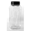 6 Pack 32oz Plastic PET Spice Jars with Black Dual