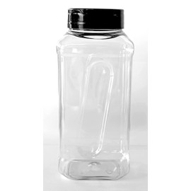 6 Pack 32oz Plastic PET Spice Jars with Black Dual Flap Caps