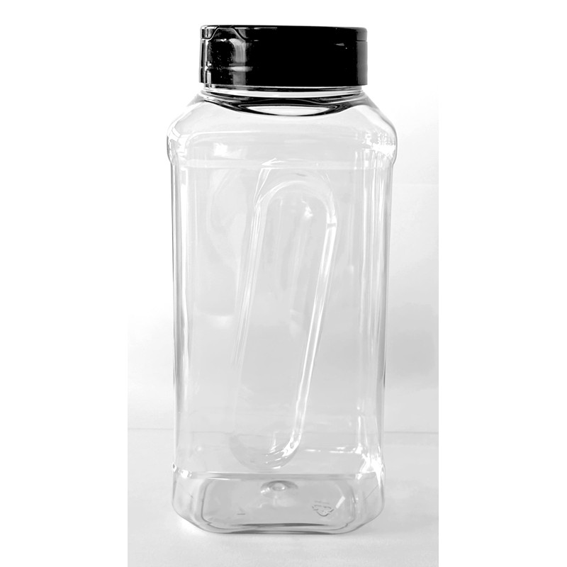6 Pack 32oz Plastic PET Spice Jars with Black Dual