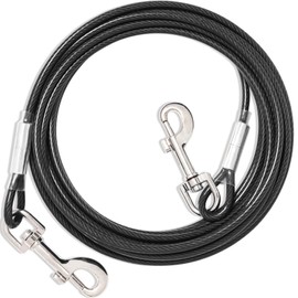 Tie Out Leads for Dogs, 3/6/9/15 m, Tie Out Cables for Dogs, Yard Lead for Medium to Large Dogs (Black, 9 m)