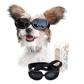 PETLESO Dog Sunglasses, Small Dog Goggles, UV Protection, For Walks, Outings, Black
