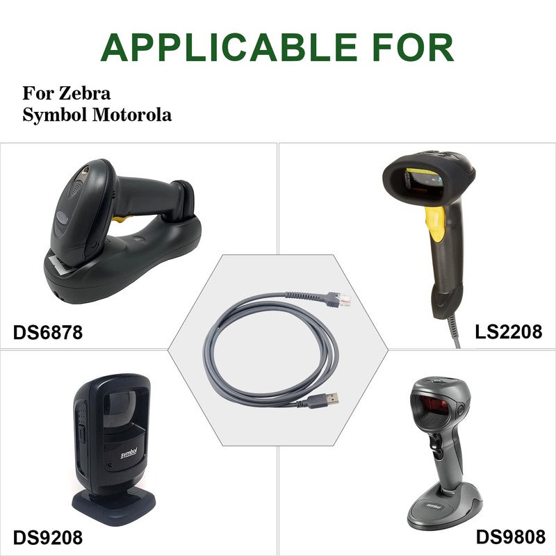USB Barcode Scanner Cable for Zebra Symbol Motorola LS2208 LS3008