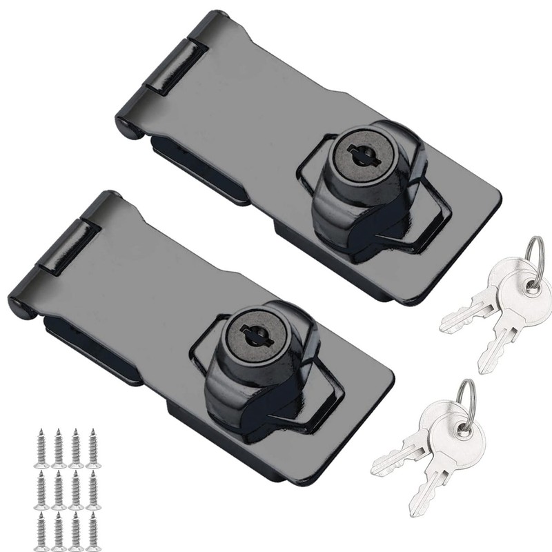 2 Packs 3 inch Keyed Hasp Locks,Twist Knob Keyed Locking