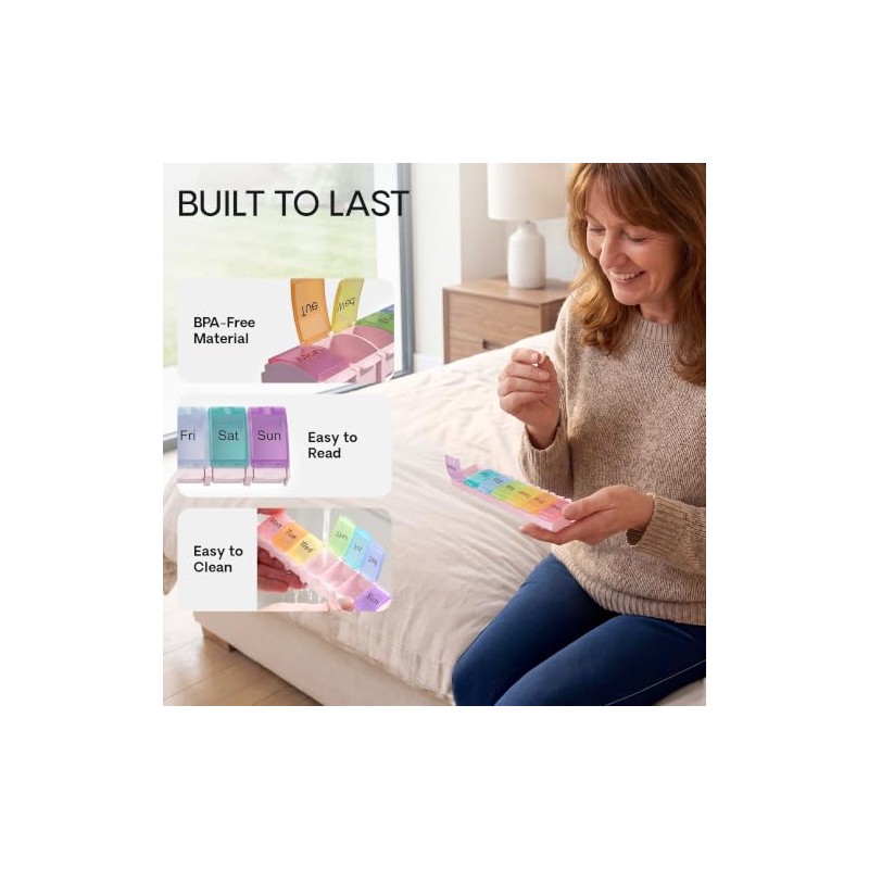 Premium Pill Organiser 7 Day Monday Start, Weekly Pill Box,