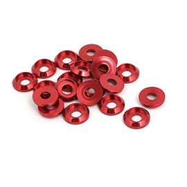 uxcell M3 Aluminum Alloy Fender Bumper Engine Dress Up Washer Red 20pcs