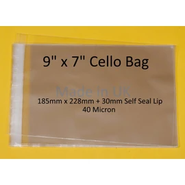 celloexpress 9" x 7" - 185mm x 228mm + 30mm Flap - 9x7 Mounted Photograph Cellophane Display Bags Self Seal 40 Micron - Medium Cello - Pack of 50