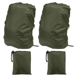 PATIKIL 15-25L Waterproof Backpack Rain Cover, 2 Pcs Backpack Covers with Anti-Slip Cross Buckle Straps & Drawstring Bag for Hiking Camping Traveling, S, Dark Green Checkered