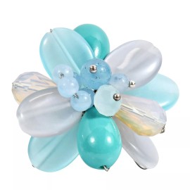 AeraVida Charmings Light Blue Crystal Cluster Stone Adjustable Ring