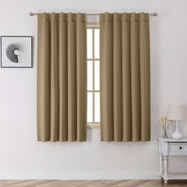 Chyhomenyc - Cortinas opacas de punto topo para recámara de 63 pulgadas de largo, juego de 2 paneles, aislamiento térmico, ahorro de energía, reducción de ruido, bolsillo para barra, pestaña trasera
