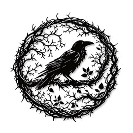 Putiqcher Raven Bird Metal Wall Art,Crow Wall Art Decor Sculpture,Unique Design Home Decor for Garden Kitchen Balcony