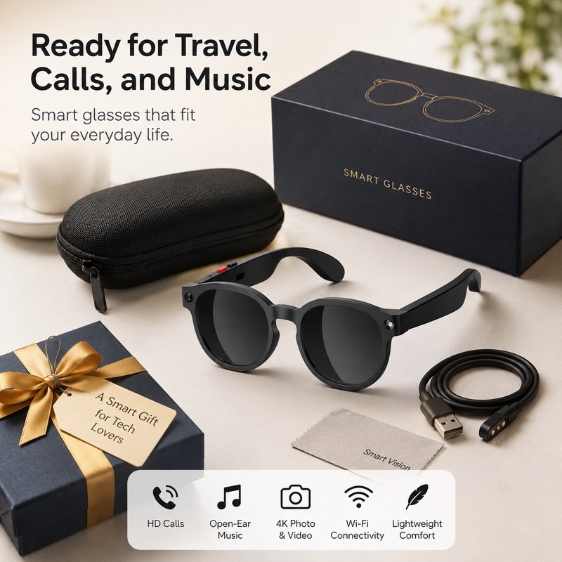 AI Smart Glasses for Calls and Music – Bluetooth Sunglasses