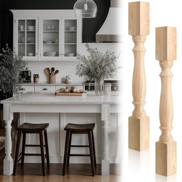 DoubleFill 2 Pcs Unfinished Kitchen Island Legs Farmhouse Solid Wood