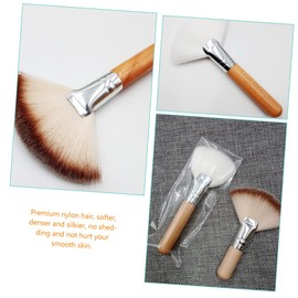 Beavorty Lash Brush 4pcs Loose Powder Brush Makeup Brush Make up Fan Highlighting Brush Facial Makeup Brush Short Handle