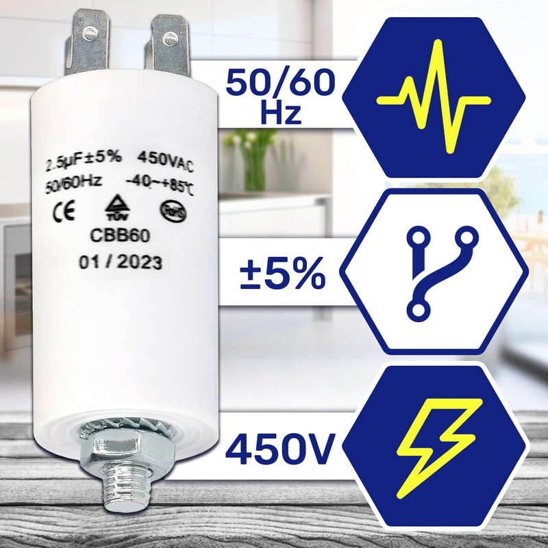 Capacitor 2.5µf 450V 50/60Hz Starting Capacitor Type CBB60 with an