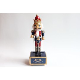 Festive Wooden Nutcracker Music Box 30 cm Blue