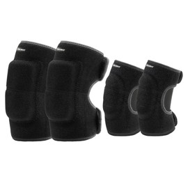 EULANT Adjustable Soft Elbow Pads and Knee Pads for Kids, Child Protective Pad Sets for Bicycle Roller Skating Basketball Football Volleyball Dancing Kneeling,Black M