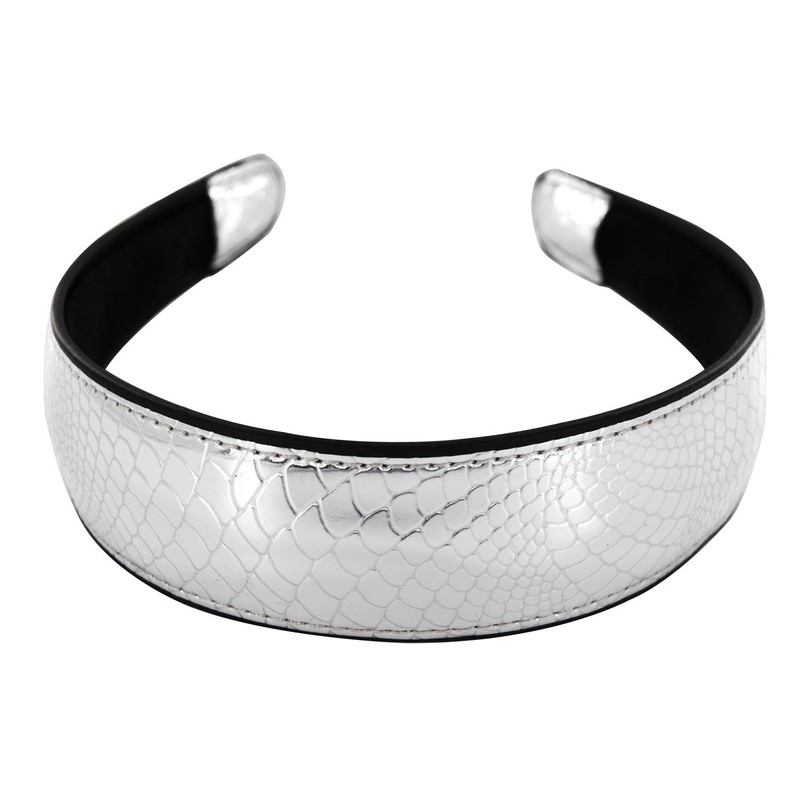 axy Leather Headband in Crocodile Look Vintage Hair Band Leather