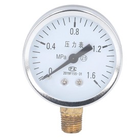 Vacuum Gauge, Water Pressure Gauge, High Precision 1/4 NPT Pressure Gauge with Transparent Dial - Stainless Steel Case for Air Pressure Measurement (0~1.6Mpa)