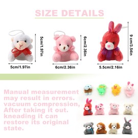 Celestia 30 Pack Mini Animal Plush Toy, Stuffed Animal Bulk for Kids, Small Animals Plush Keychain Decoration, Carnival Prizes, Party Bag Fillers for Kids, aster Egg Filler Party Bag Fillers