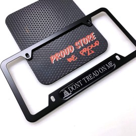 Generic Dont Tread ON ME Flag Domed Black License Plate Frame -US Size- Snake Flag, Merica, America, Proud American, US Standard Size