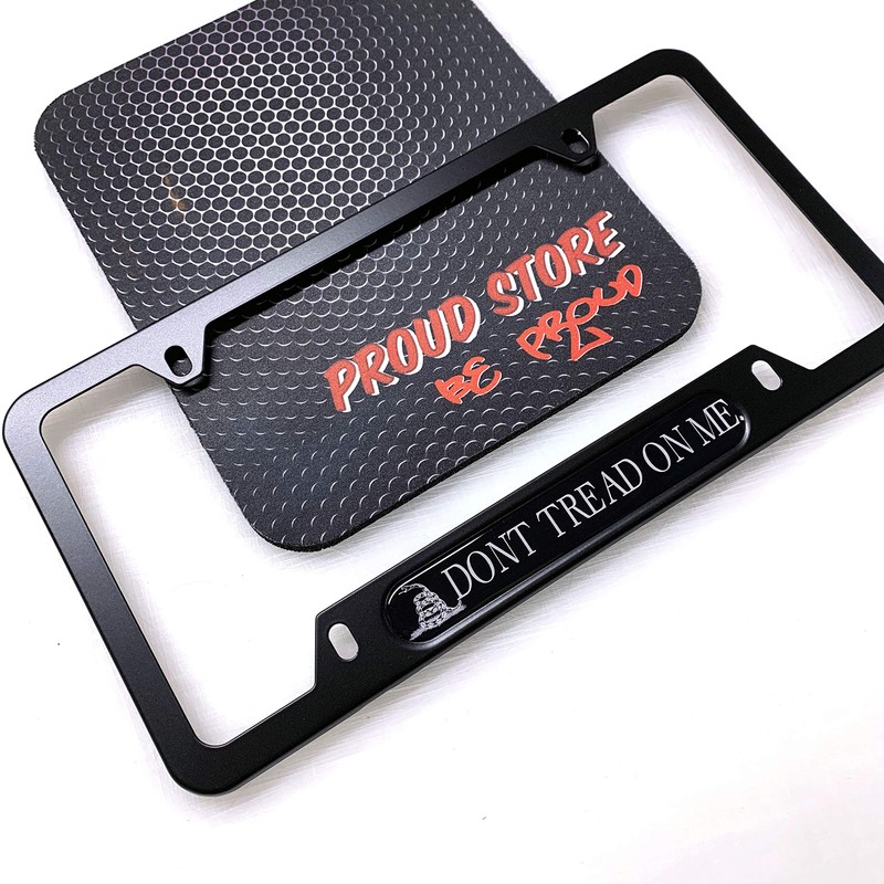 Generic Dont Tread ON ME Flag Domed Black License Plate