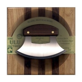 8" Block with Deep Dish Chopping Bowl and Walnut Handled Ulu