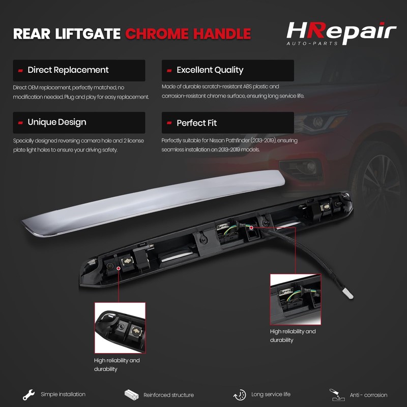 HRepair Chrome Tailgate Handle Garnish Finisher Molding,fits for 2013-2019 Nissan