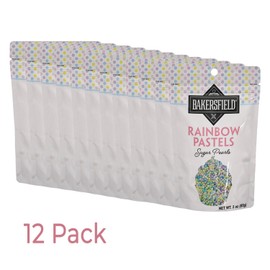 Set of 6 colors: Yellow, Rainbow Pastel, Rainbow colorful, White, Silver & Pink. Bakersfield Special Baking Sugar Pearls (Set 12 Sugar Pearls 3 oz each, Rainbow pastel)