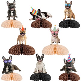 kreat4joy Boston Terrier Birthday Party Decoration, 8pcs Boston Terrier Table Honeycomb Centerpiece Dog Theme Double-Sided Printing for Pet Lover Owner Puppy Animal Birthday Baby Shower Decoration