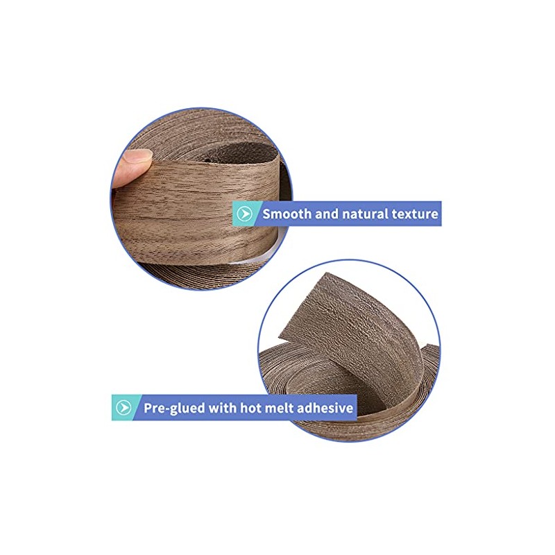 MOLIGOU Walnut Wood Veneer Roll, 2”×50’ Plywood Edge Banding Strips,