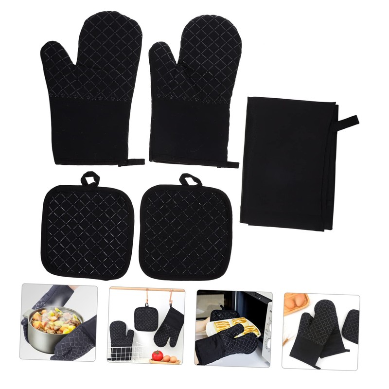 KICHOUSE Cooking Set Apron Suit Oven Mitts Pot Holders Baking